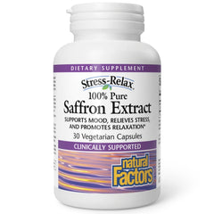 Natural Factors saffron extract bottle promotes calming evenings and potential restful sleep.
