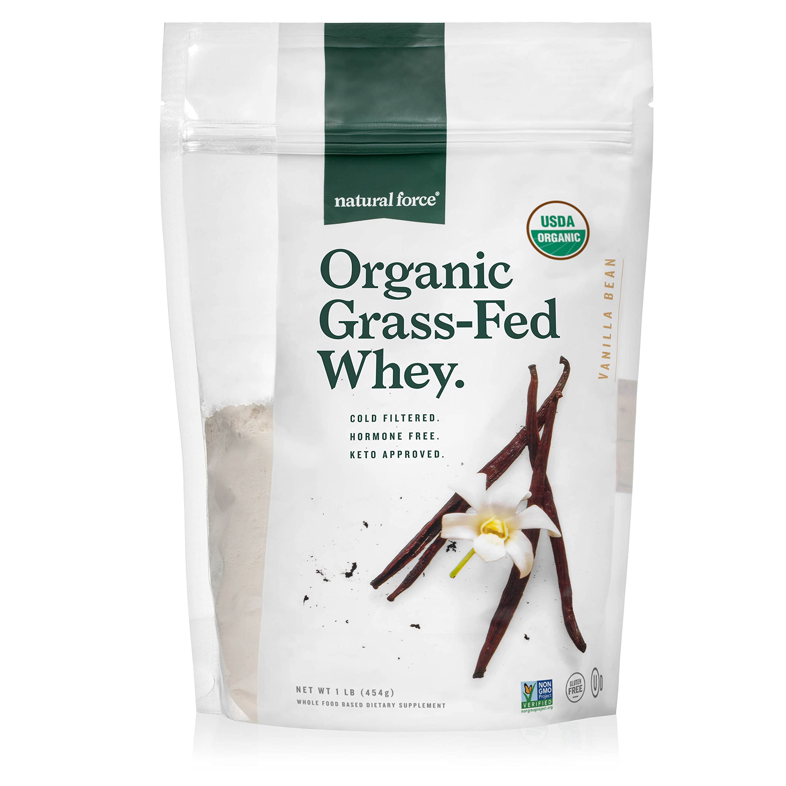Natural Force Grass Fed Whey scoop for a protein-packed shake.