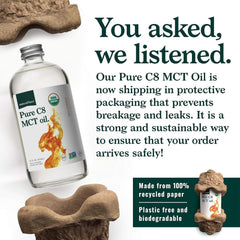 Natural Force Pure C8 MCT Oil pour shows easy drizzle for smoothies.