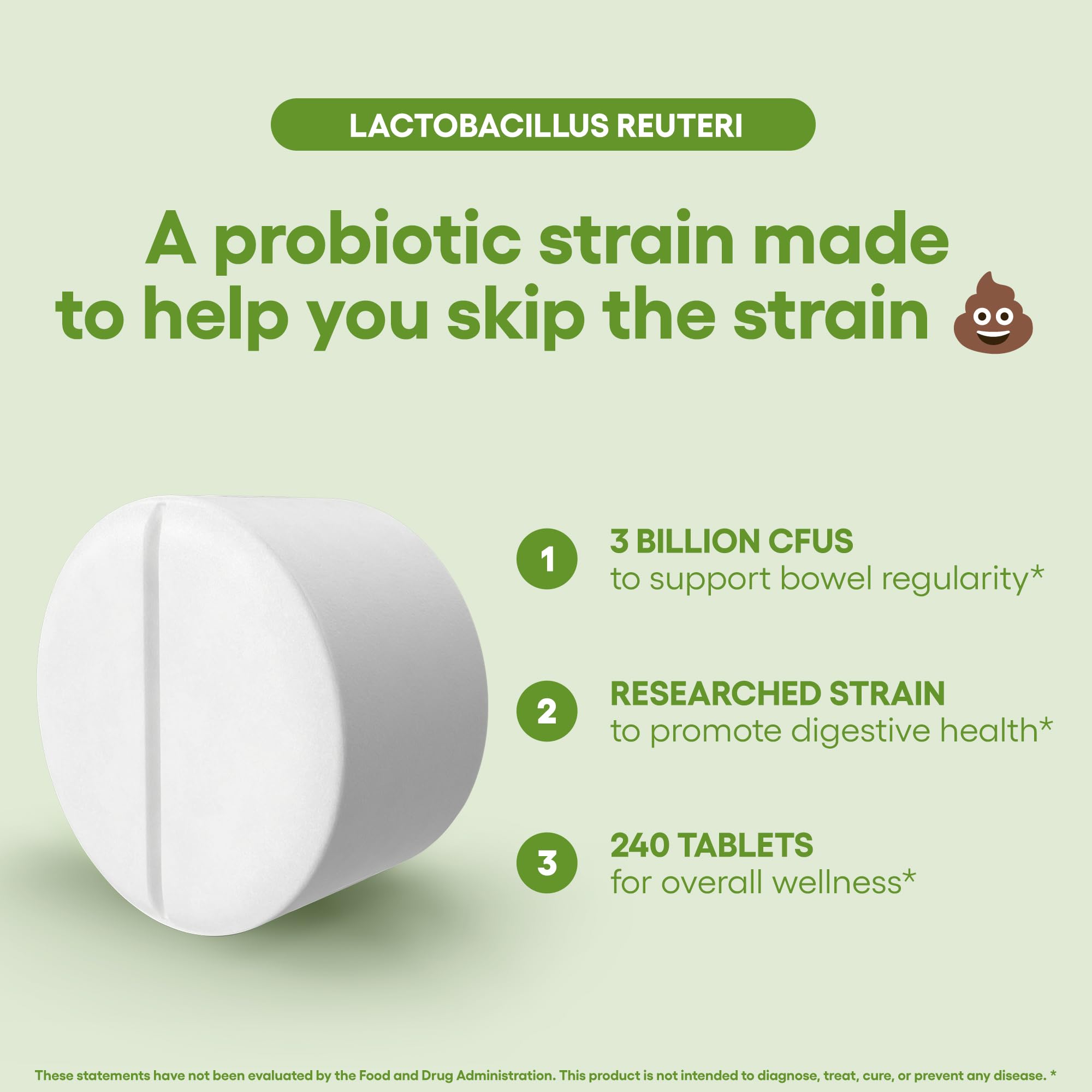 Natural Foundation Supplements Lactobacillus Reuteri bottle pouring action, demonstrating easy daily intake.