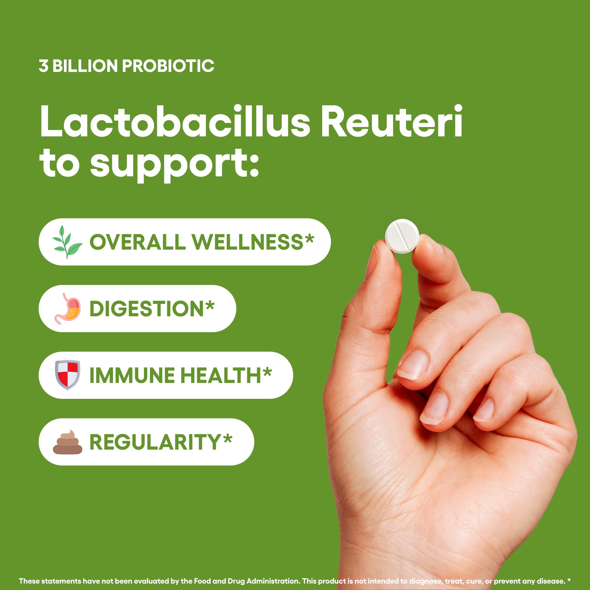 Natural Foundation Supplements Lactobacillus Reuteri capsules close-up, emphasizing tablet quality.