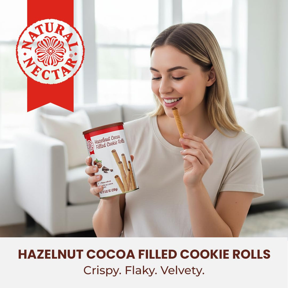 Natural Nectar cookie rolls creamy hazelnut filling close-up