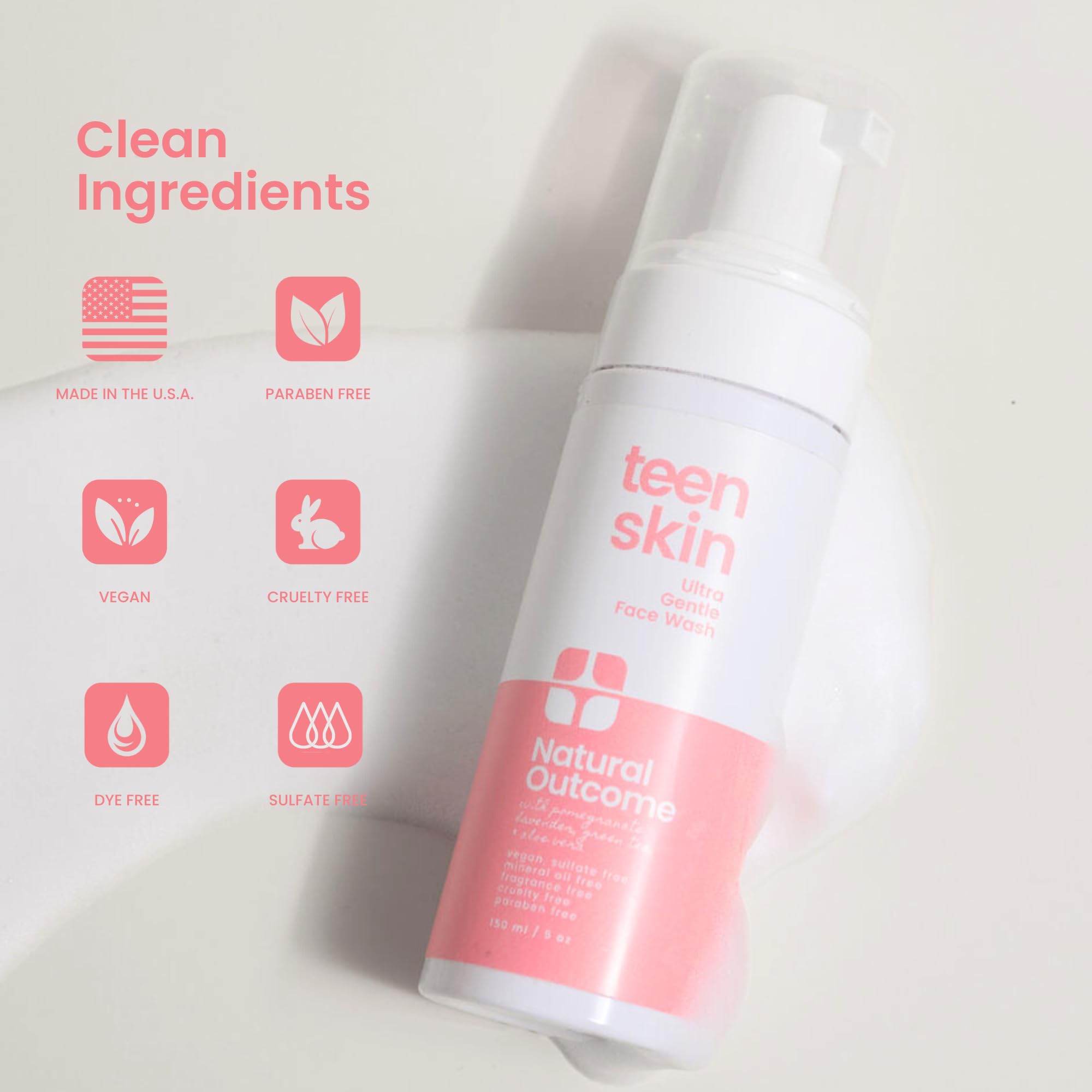 Foam rises on skin during rinse for quick, complete cleansing.
