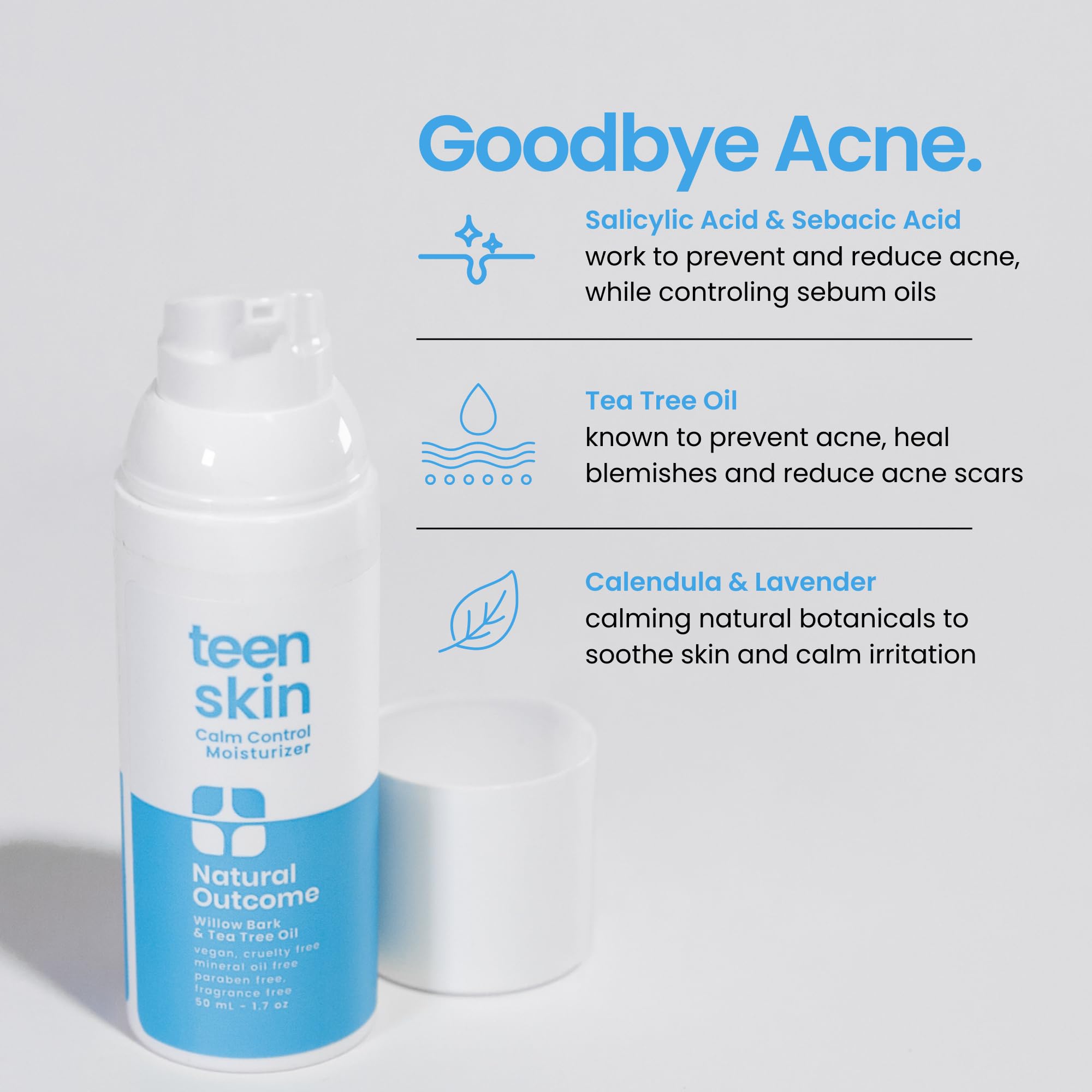 Natural Outcome Teen Skin Moisturizer application routine suggests simple, consistent skincare for teens