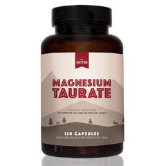 Natural Rhythm Magnesium Taurate 750mg bottle front promotes daily heart and muscle support.