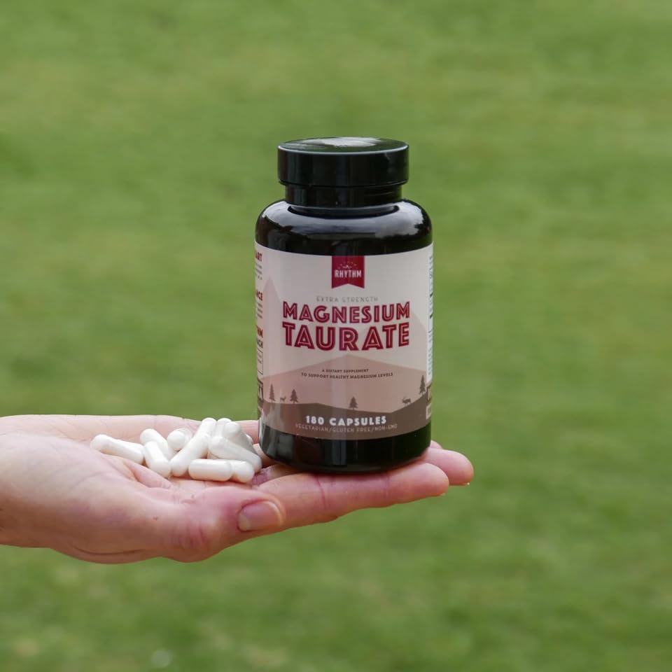 Natural Rhythm Magnesium Taurate in-use morning scene suggests steady energy and calm.