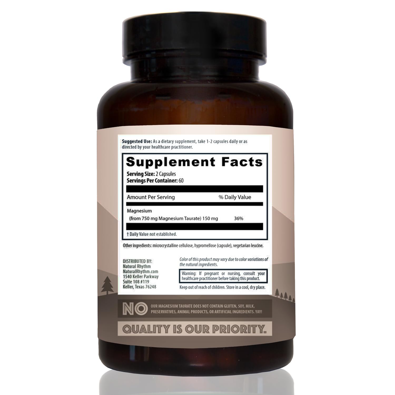Natural Rhythm Magnesium Taurate relaxation scene conveys nighttime comfort.