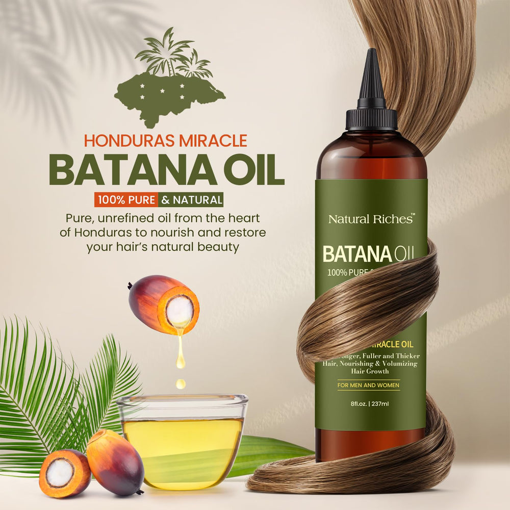 Natural Riches Batana Oil being poured for smooth daily use.
