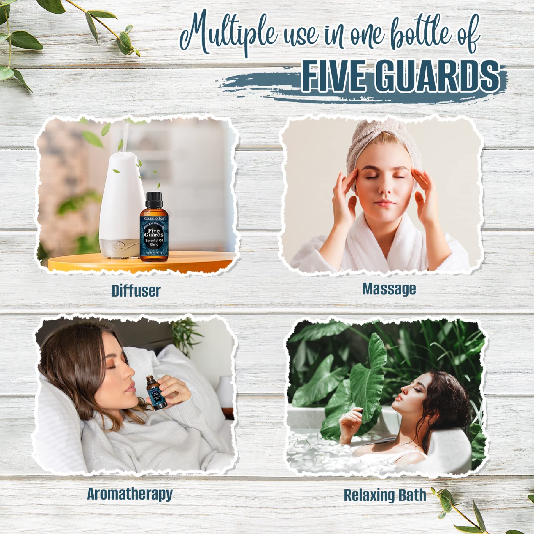 Natural Riches Five Guards ambience-scene showing a cozy aromatherapy setup