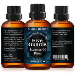 Natural Riches Five Guards diffuser releasing warm spice and citrus aroma in a room