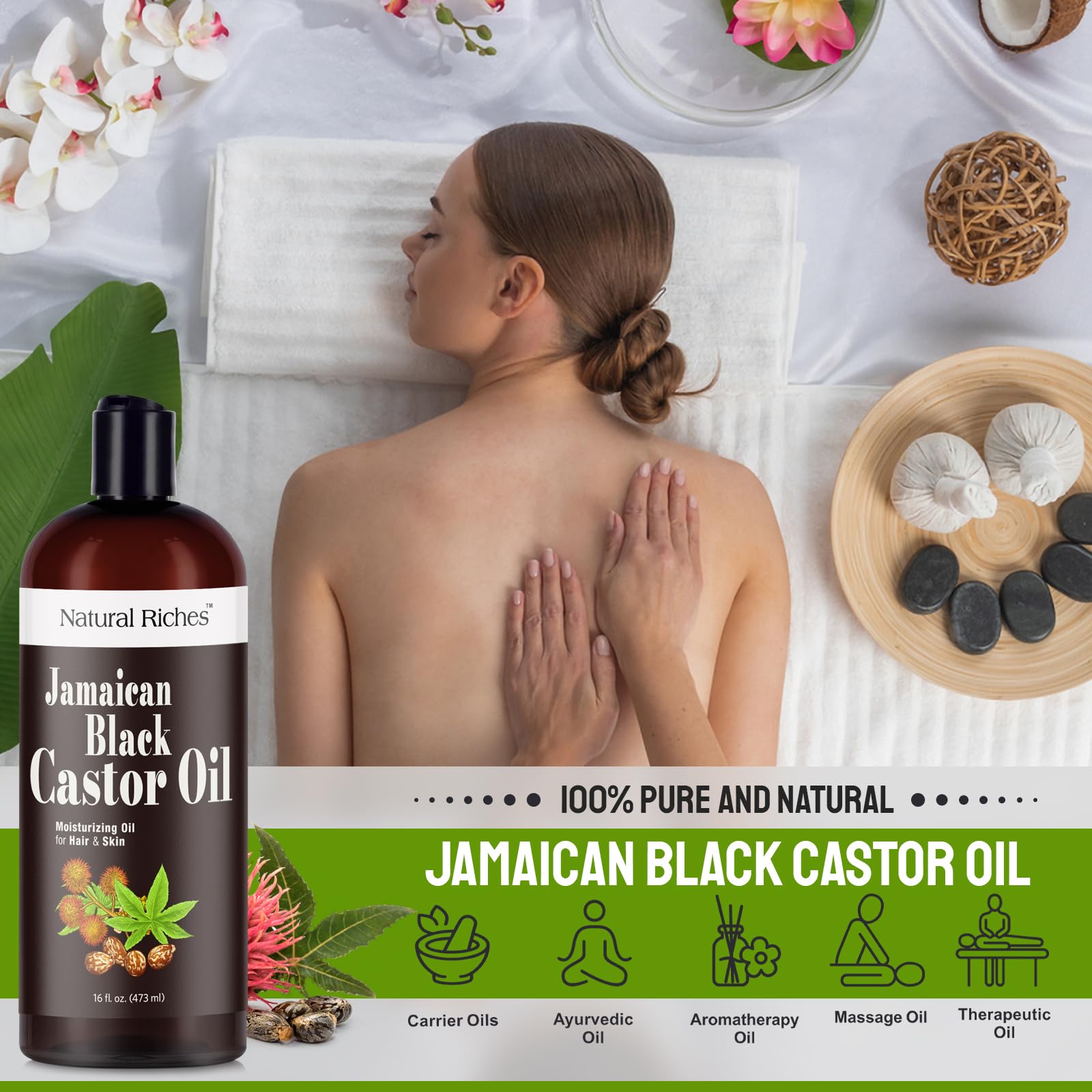 Natural Riches oil used on skin for deep hydration and moisture retention