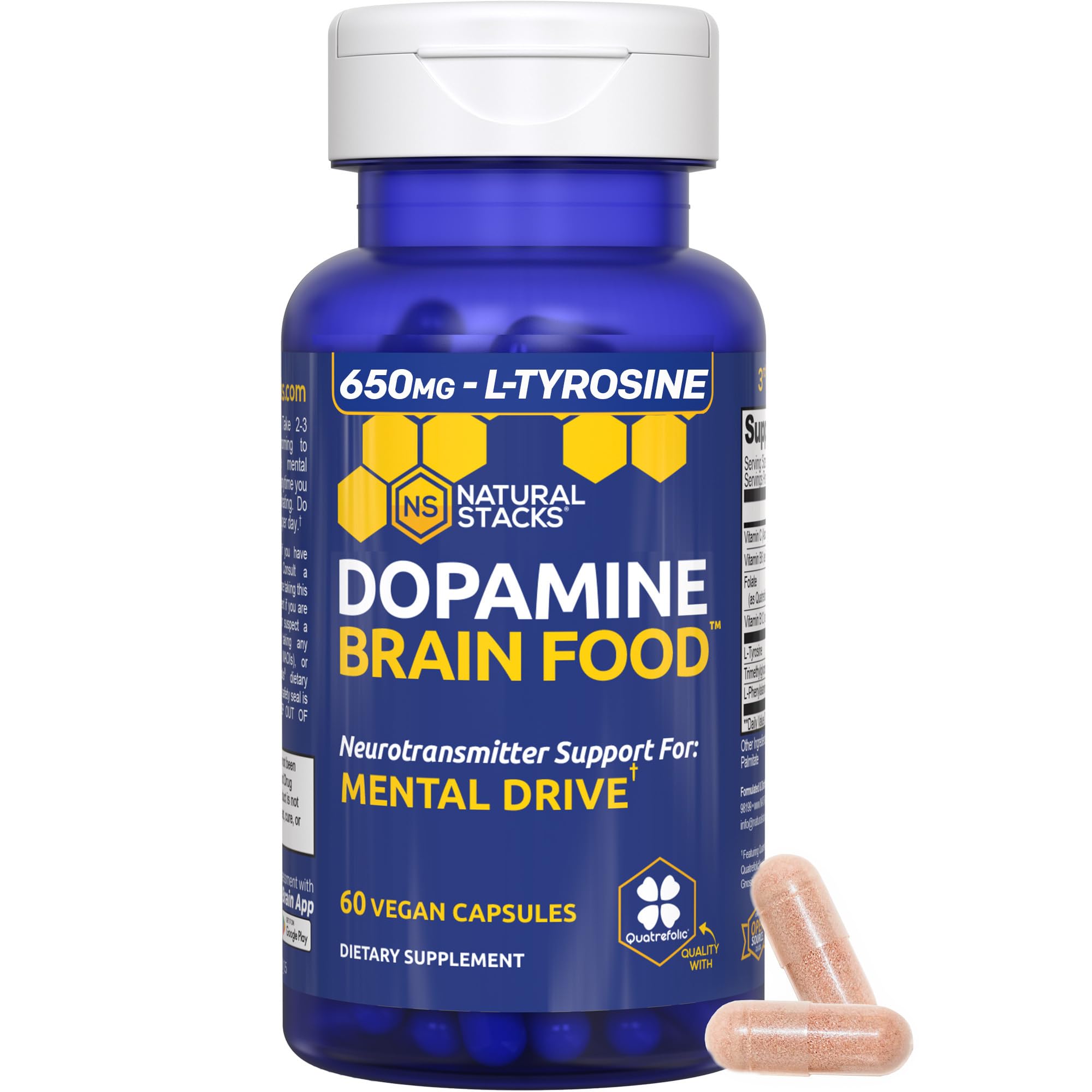 NATURAL STACKS Dopamine bottle front for quick product recognition