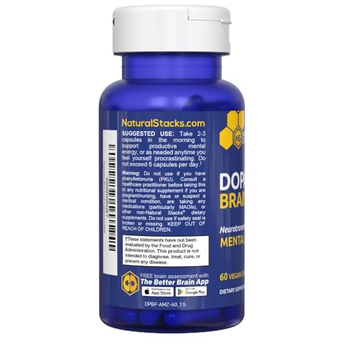 NATURAL STACKS Dopamine open-bottle scene conveys freshness and proper storage