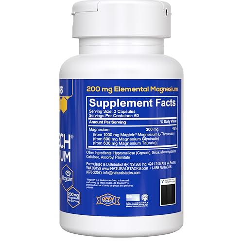 Natural Stacks brand logo reinforces trusted, transparent open-source magnesium supplement.