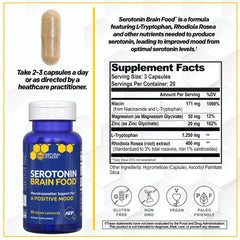 Natural Stacks Serotonin Brain Food capsules displayed for consistent neurotransmitter support.