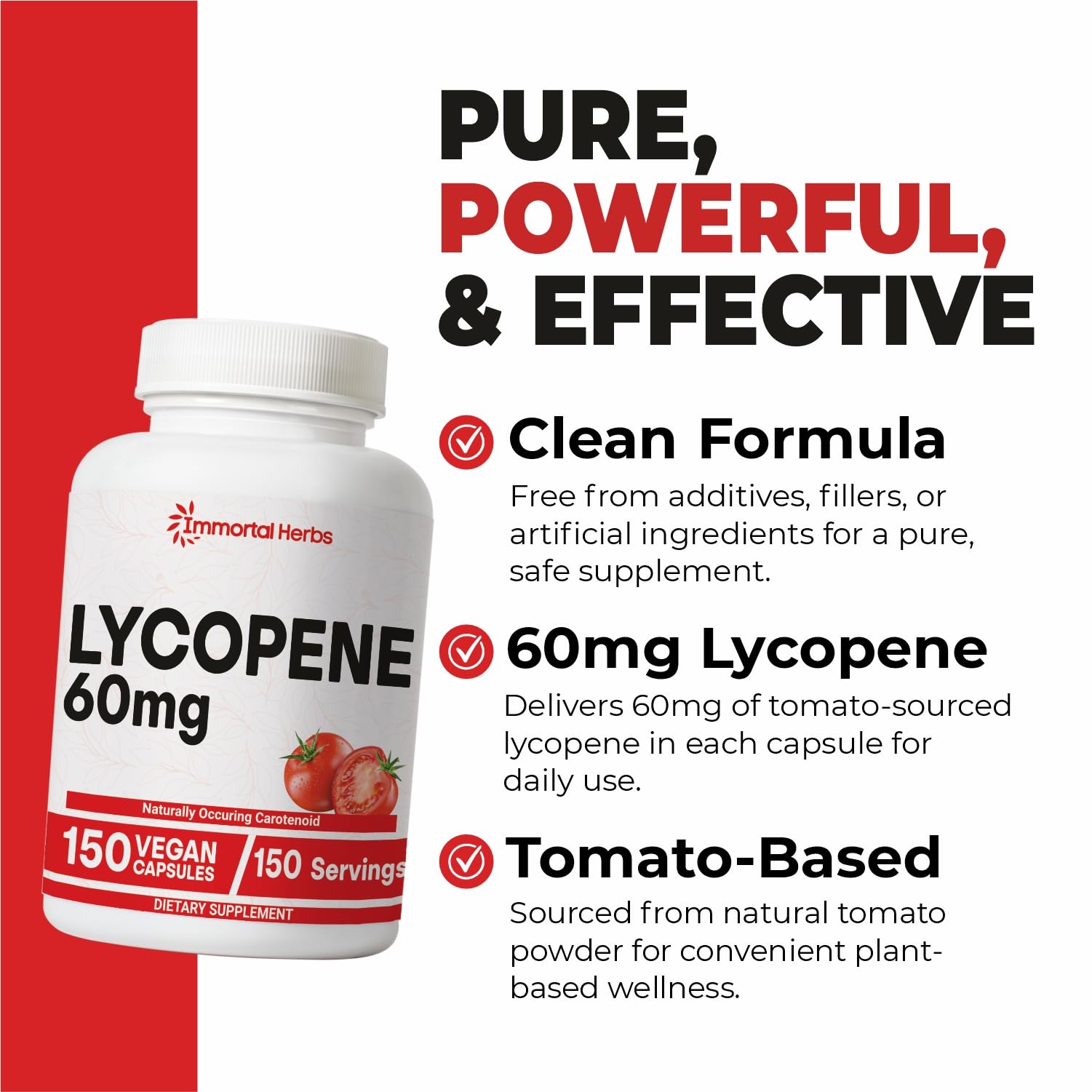 Natural tomato powder source highlights lycopene from tomato ingredients.