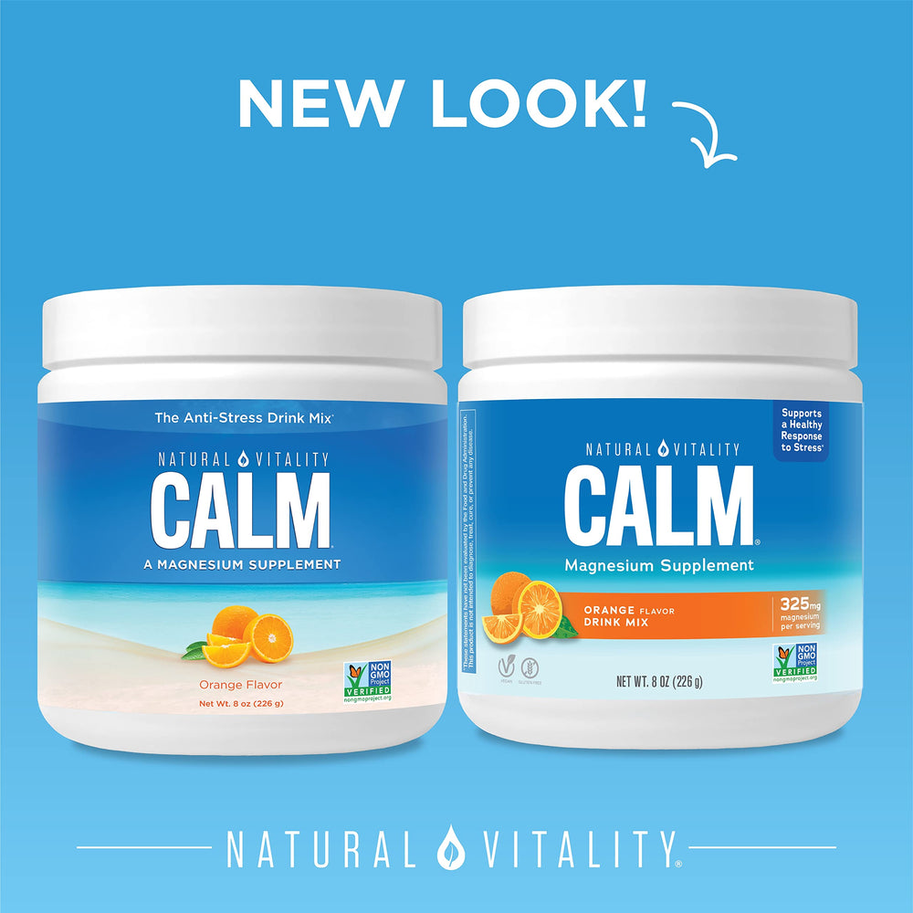 Natural Vitality CALM bottle back label vegan gluten-free non-GMO ingredients