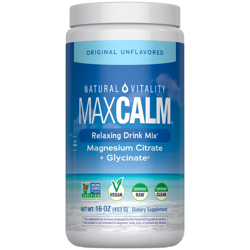 Natural Vitality CALM magnesium bottle front view ready for daily relaxation
