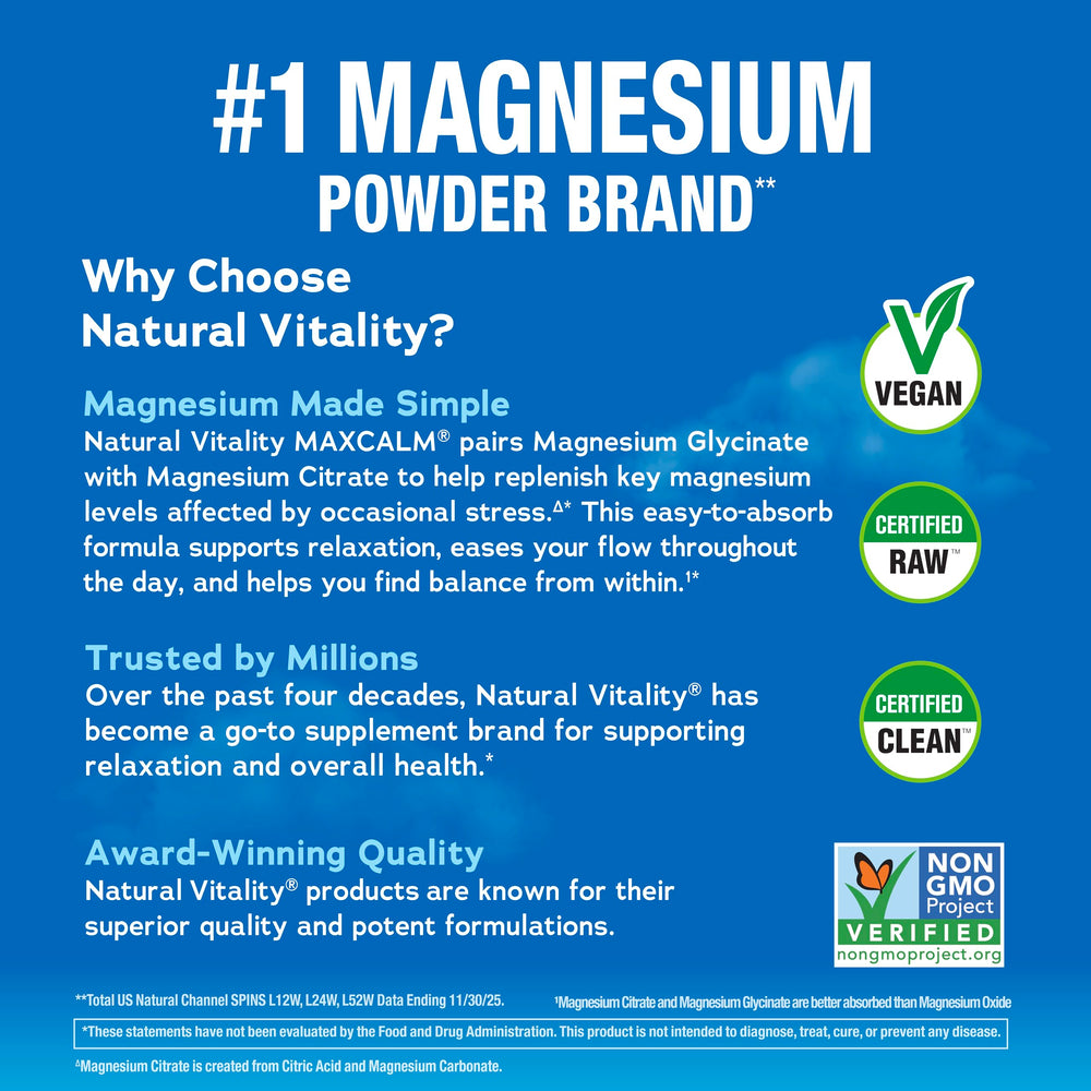 Natural Vitality CALM daily-use setup promotes a simple mindful routine