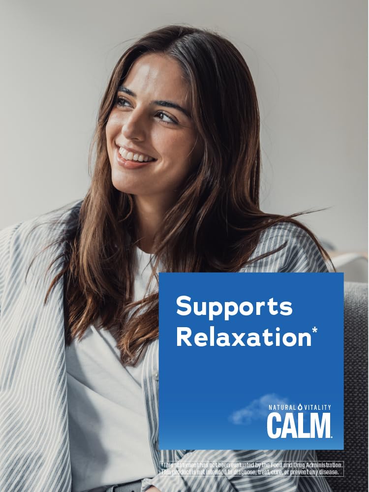 Close-up of CALM magnesium citrate ingredients label, vegan and gluten-free
