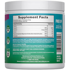 Natural Vitality CALM powder pours into a glass for a refreshing, mood-supporting drink.