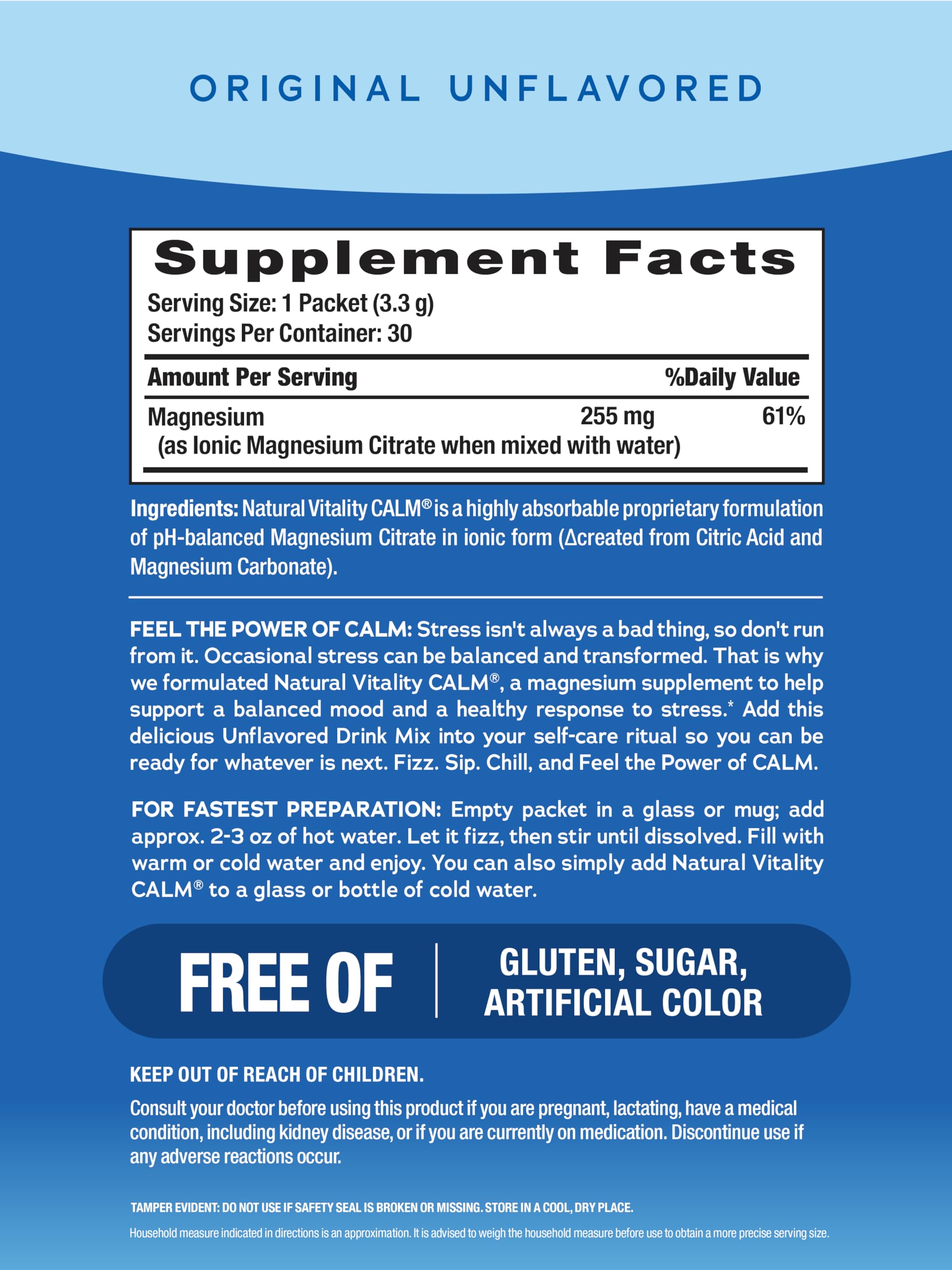 Natural Vitality Calm magnesium stick packets on-the-go for easy daily relaxation.