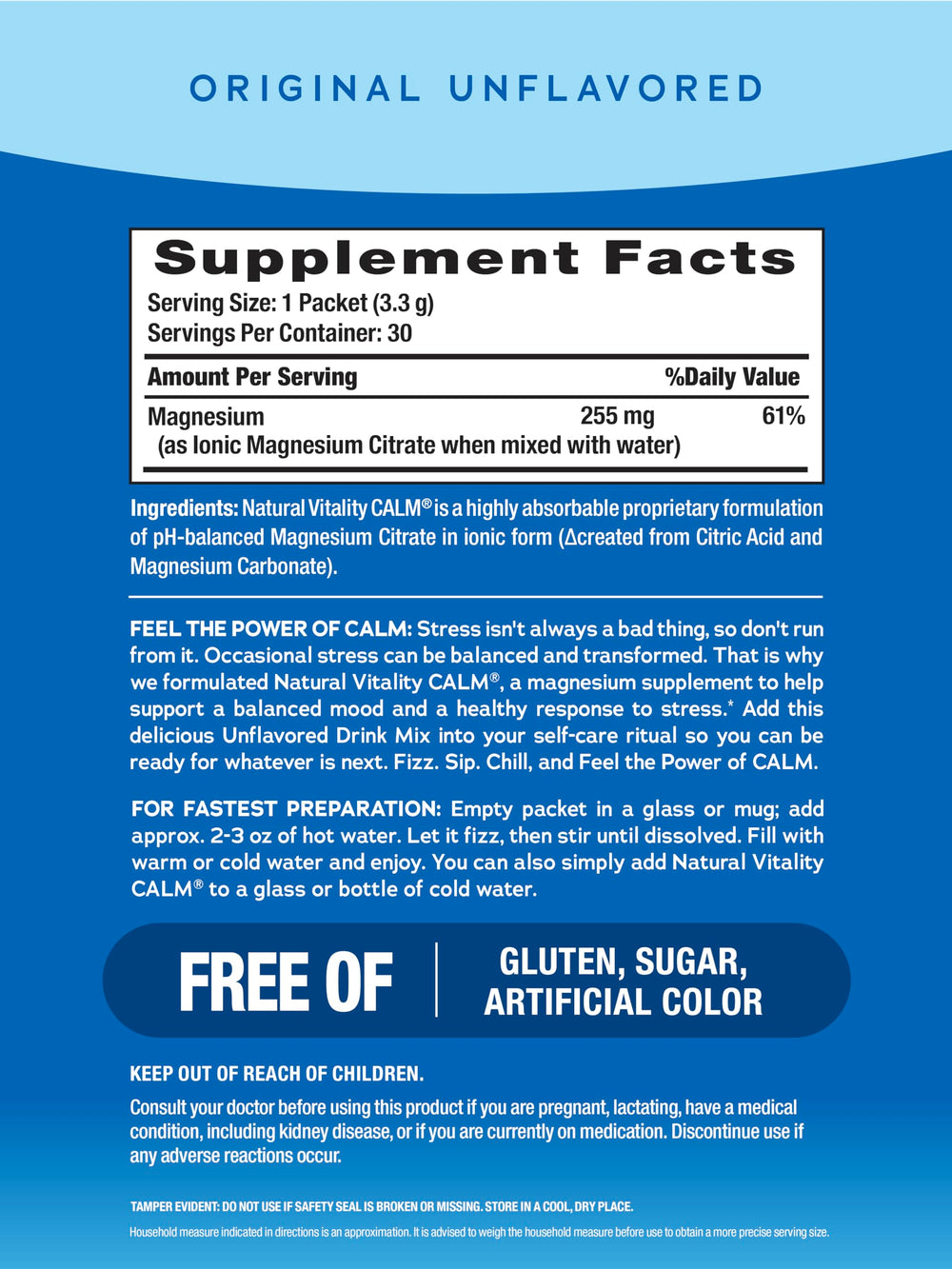 Natural Vitality Calm magnesium stick packets on-the-go for easy daily relaxation.
