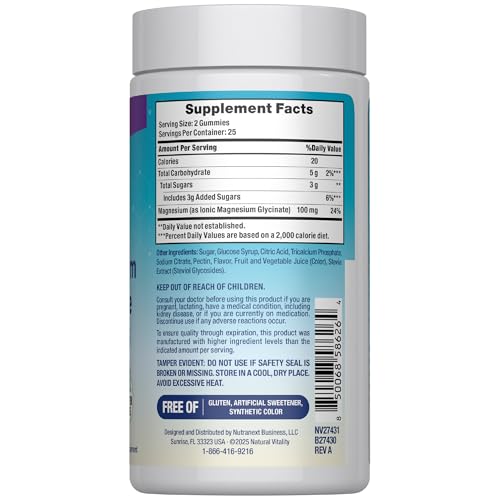 Natural Vitality CALM bottle serving image highlights convenient chewables for on-the-go wellness.