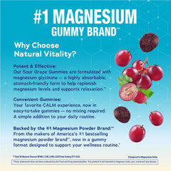 Texture shot emphasizes chewy gummies with grape flavor for easy daily use.