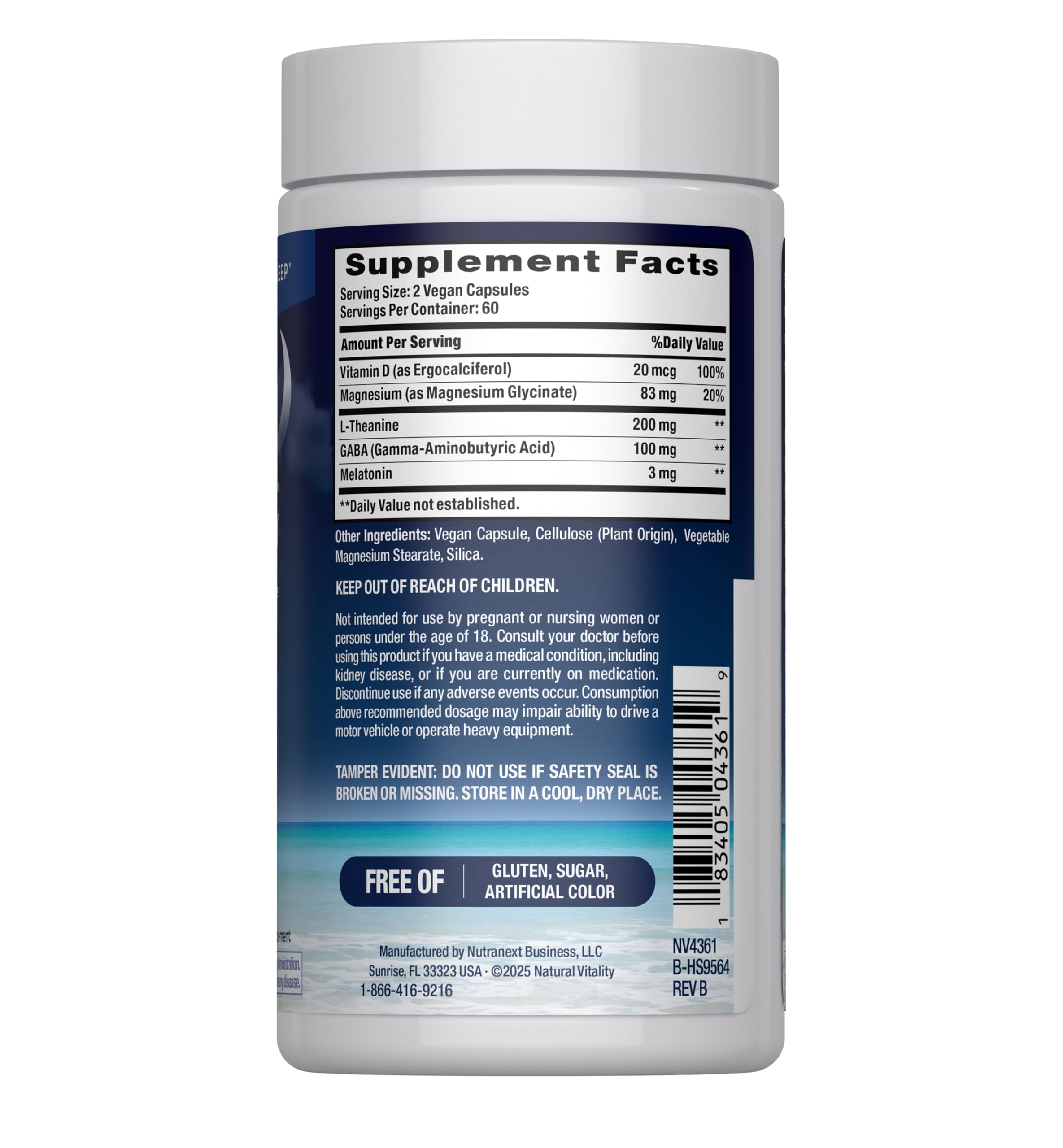 Natural Vitality Calm Sleep capsules closeup highlighting easy-to-swallow form