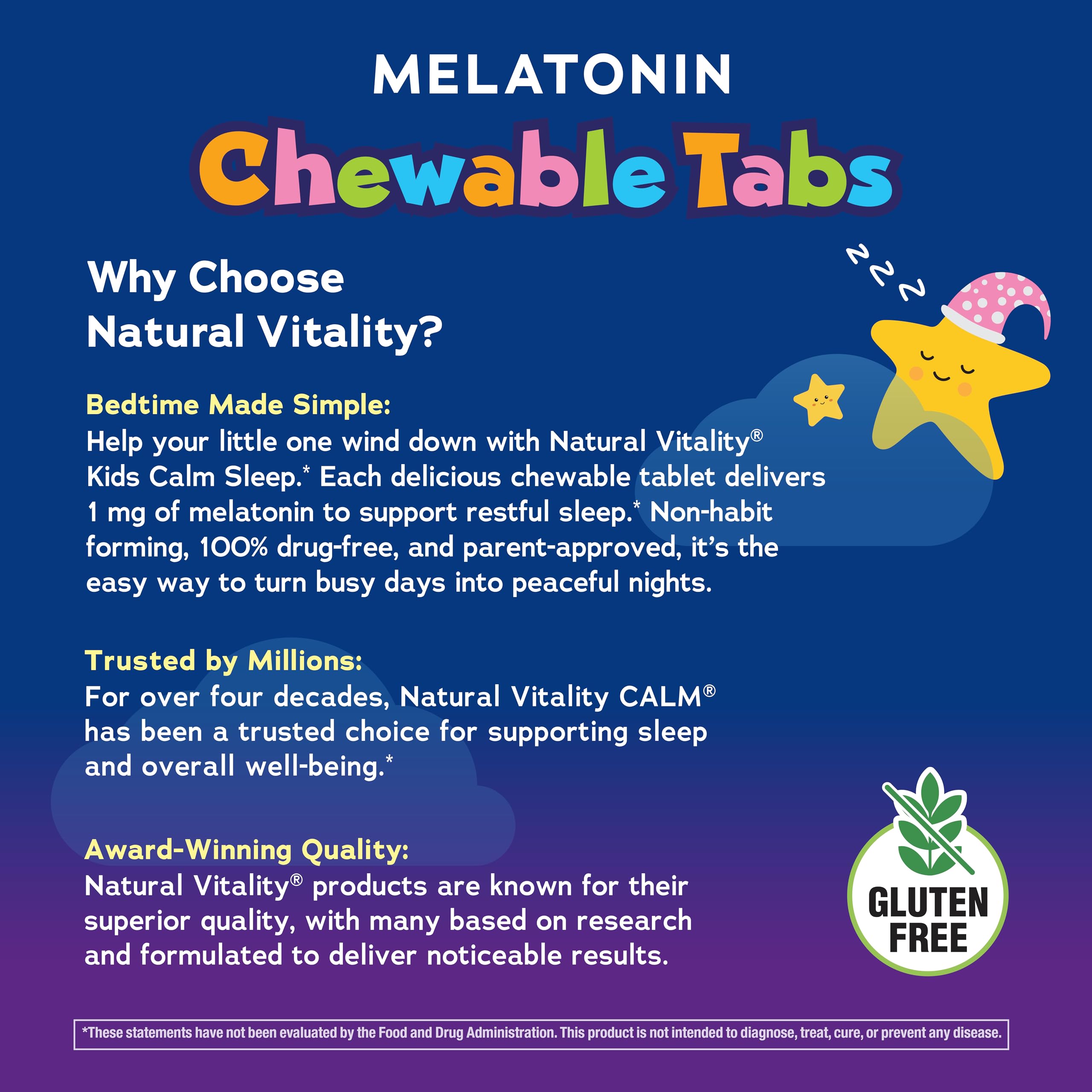 Gluten-free, non-GMO CALMSleep ingredients from Natural Vitality.