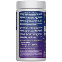 Close-up of CALMSleep tablets showing chewy texture and grape flavor.