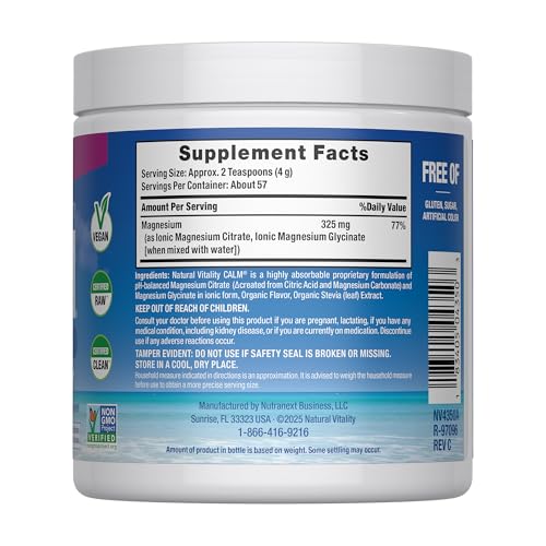 Natural Vitality CALM Raspberry Lemon fizz action image captures the refreshing, bubbly start.