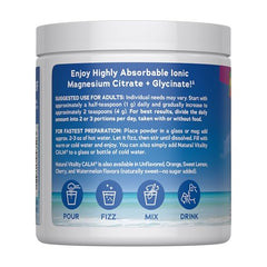 Natural Vitality CALM Raspberry Lemon served glass demonstrates a ready-to-enjoy magnesium drink.