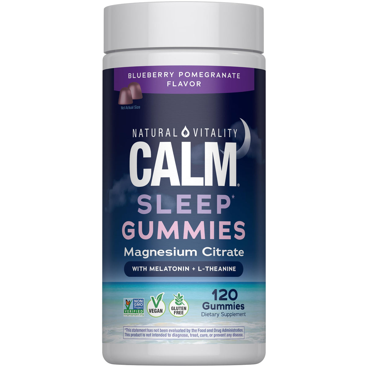 Natural Vitality SLEEP Gummies bottle promotes calm and a restful night.