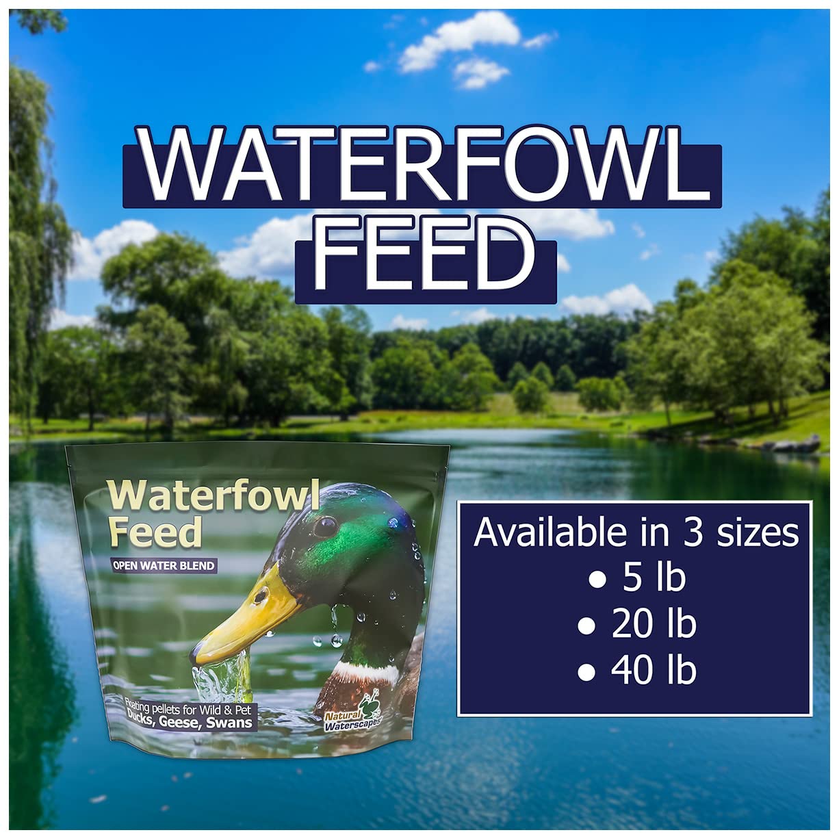 Natural Waterscapes Waterfowl Feed 5 lb bag exterior.