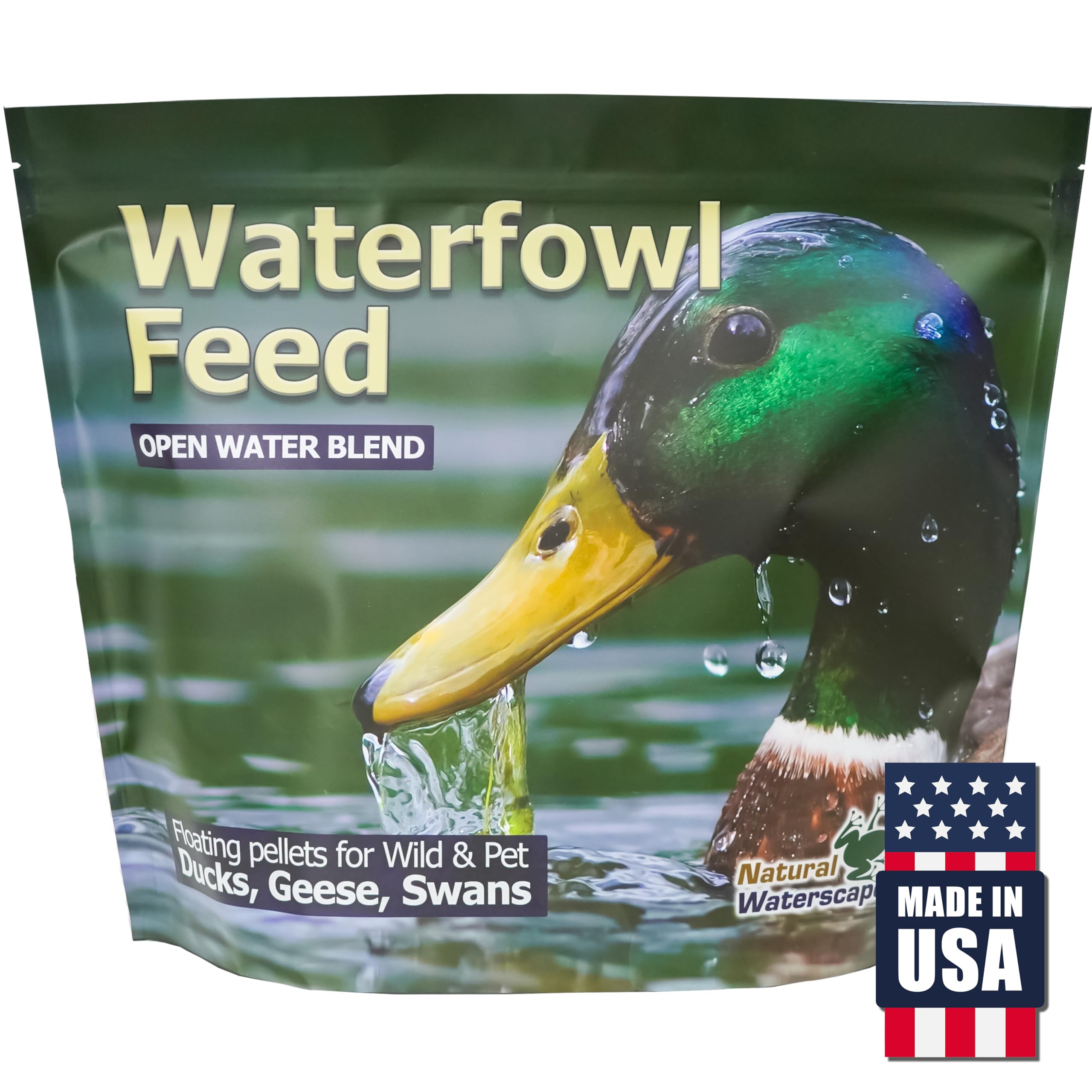 Natural Waterscapes Waterfowl Feed pellets float on water, promoting easy feeding for ducks.