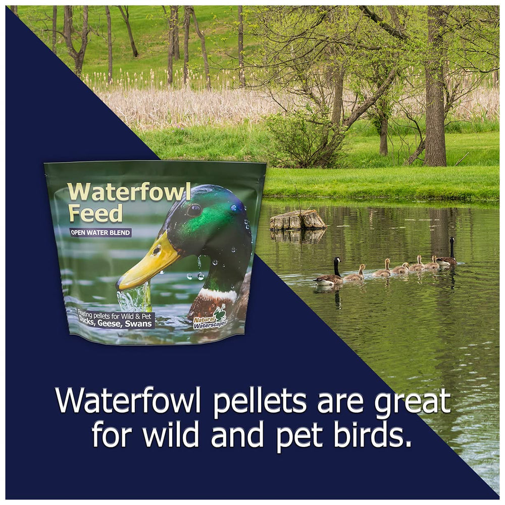 Natural Waterscapes Waterfowl Feed resealable package for freshness.