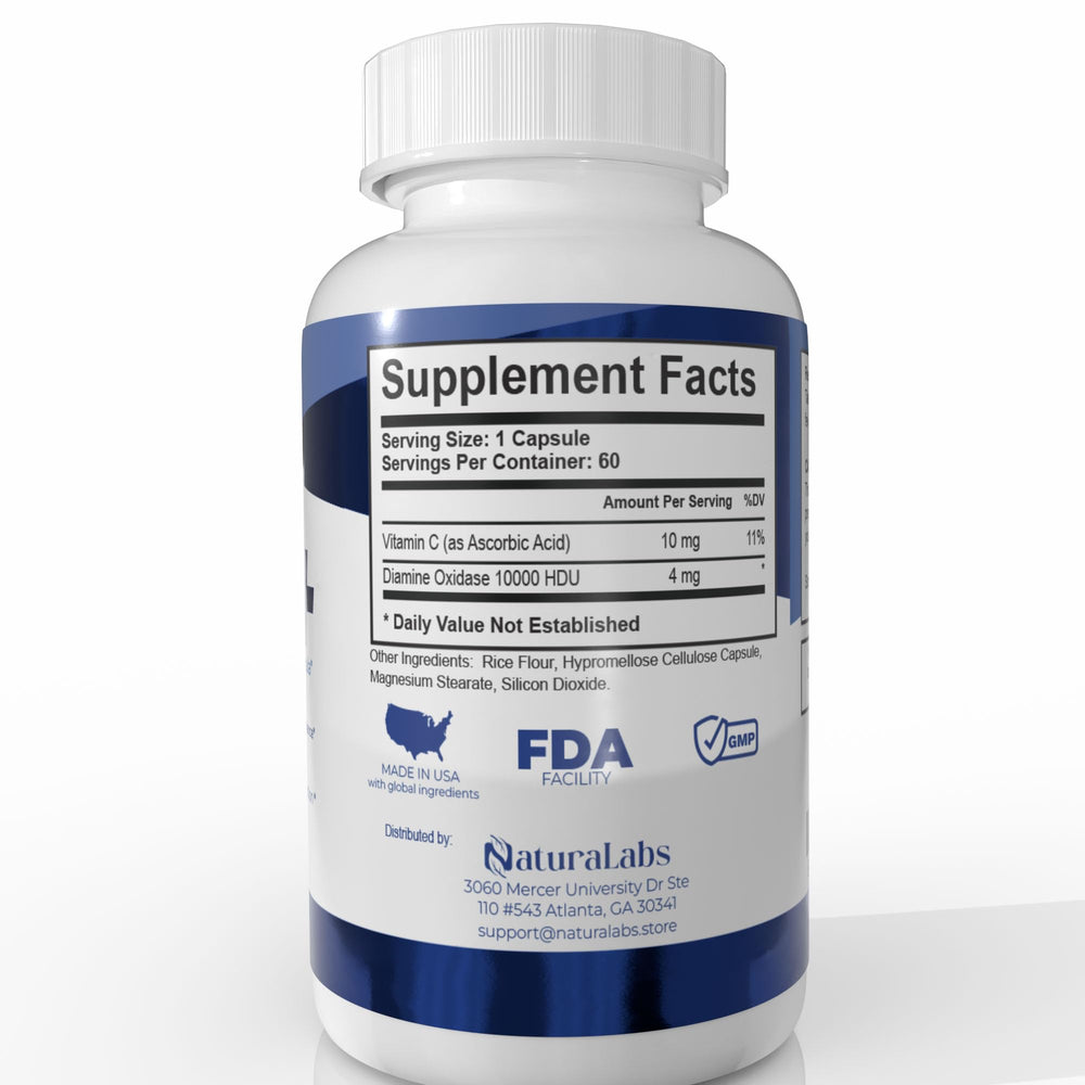 NaturalABS DAO box and label emphasizing USA-made quality in FDA facility.
