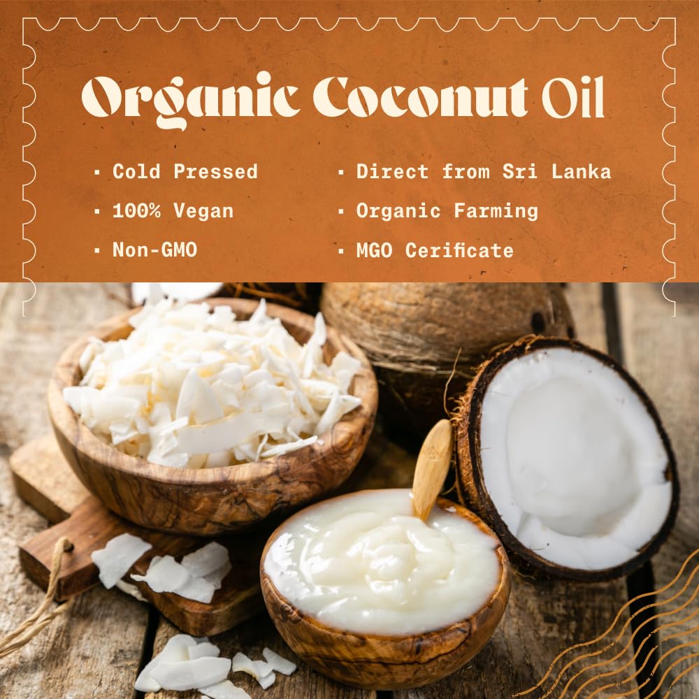 NaturaleBio coconut oil jar closeup emphasizes purity and soothing skin care potential.