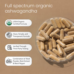 NaturaLife Labs ashwagandha root powder and extract view showing full spectrum ingredients