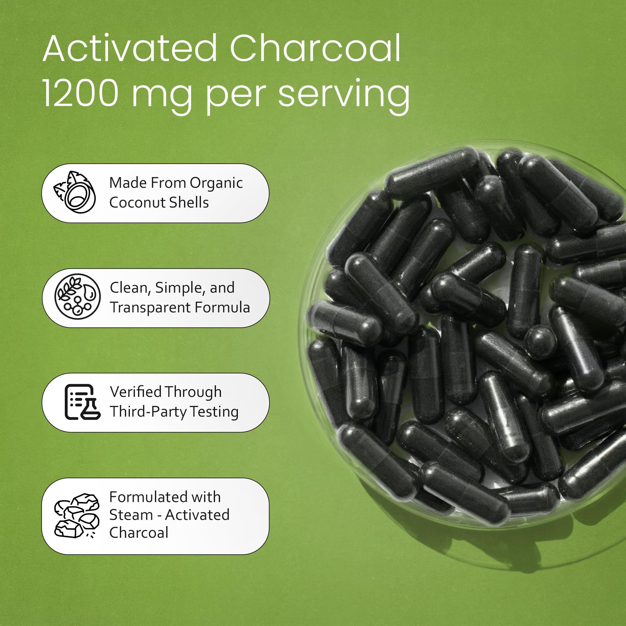 Coconut shells illustration showing steam-activation quality