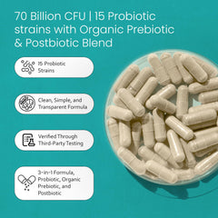 Naturallife Labs organic prebiotic capsule to nourish beneficial bacteria