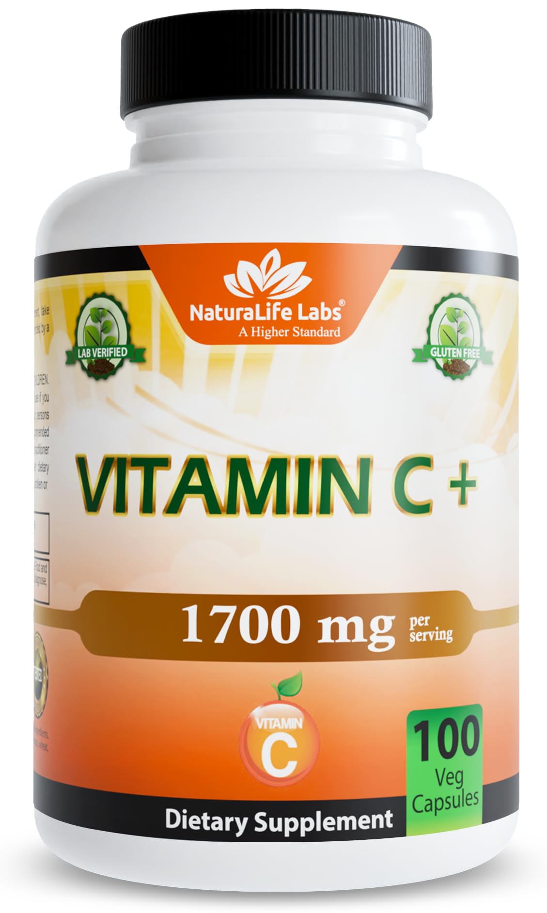 NaturaLife Labs vitamin C bottle displaying immune-support formula for daily wellness.