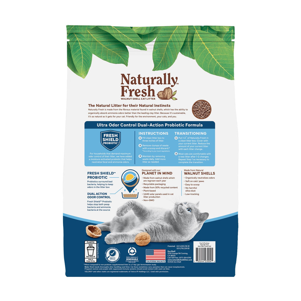 Naturally Fresh scoop and bowl image highlights easy disposal and quick cleanup.