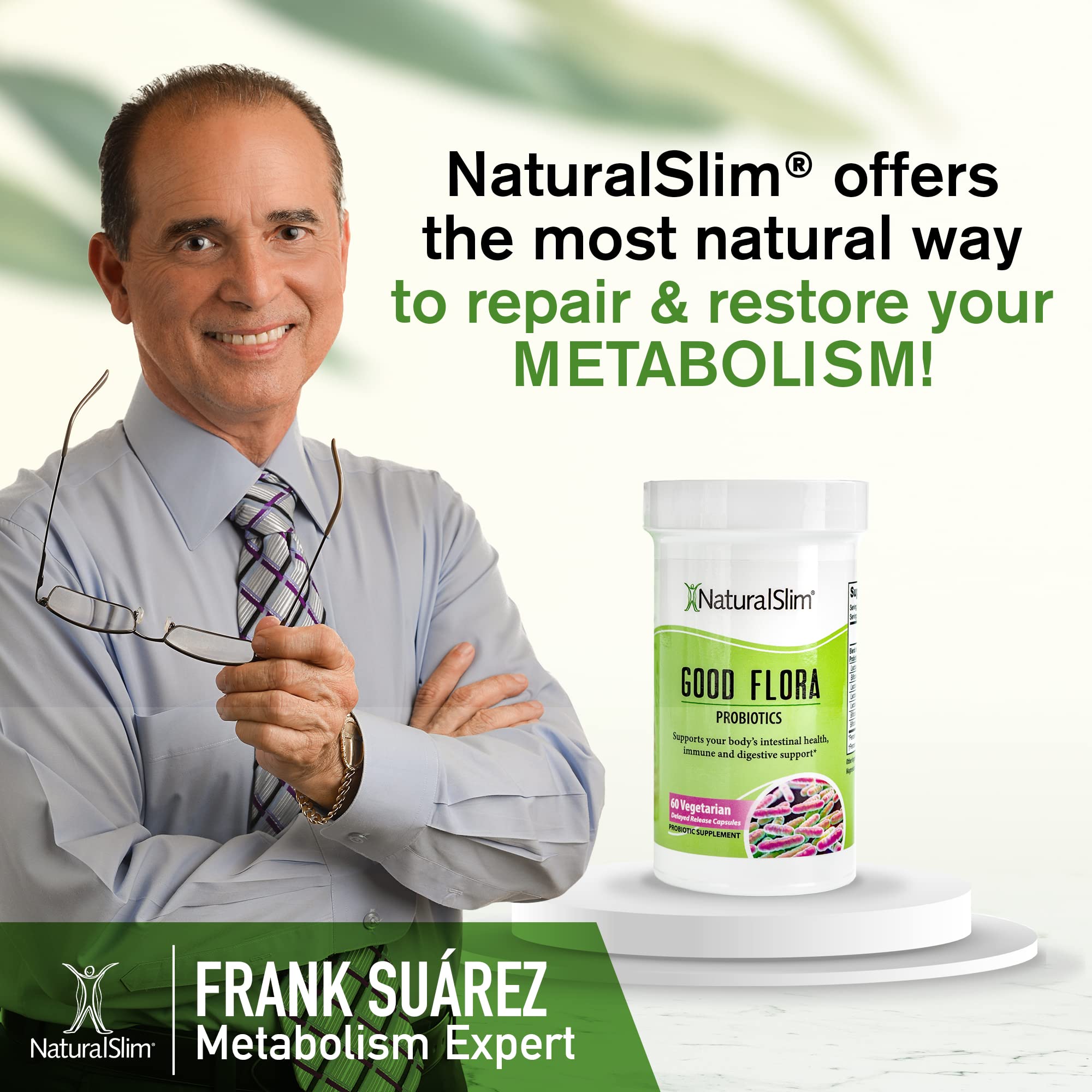 Retail display of NaturalSlim Good Flora probiotic product