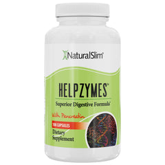 NaturalSlim Helpzymes bottle pour for smooth digestion after meals.