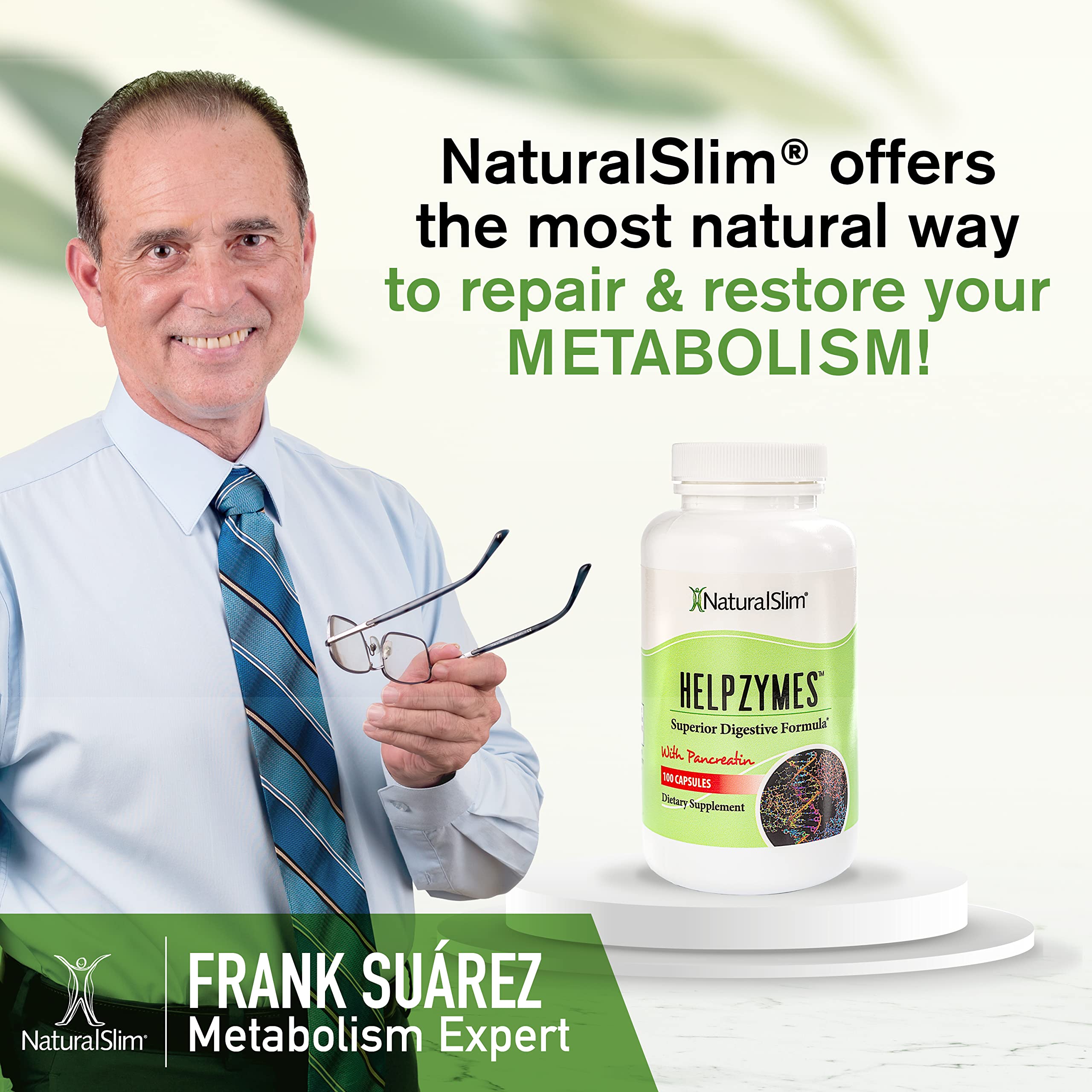 NaturalSlim Helpzymes gut health scene suggests a balanced routine for digestion.