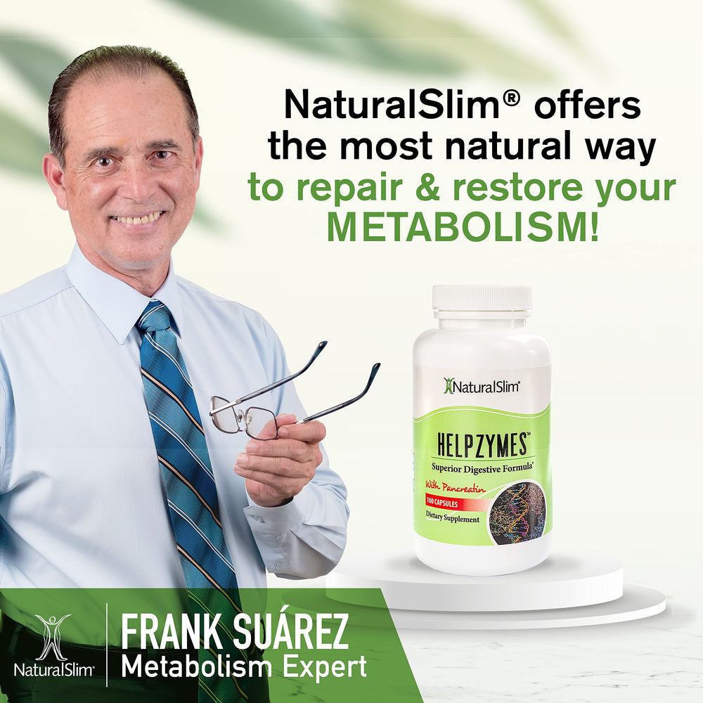 NaturalSlim Helpzymes gut health scene suggests a balanced routine for digestion.