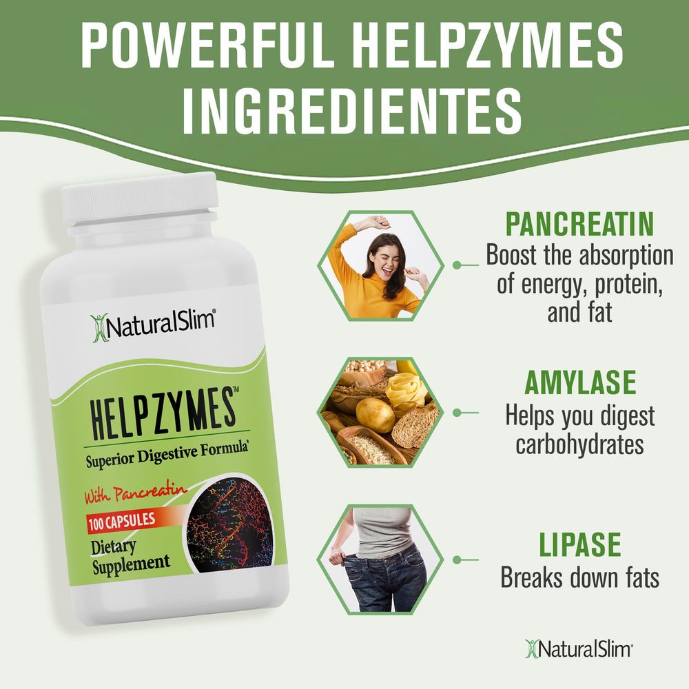 NaturalSlim Helpzymes label detail emphasizes high-quality ingredients for daily use.